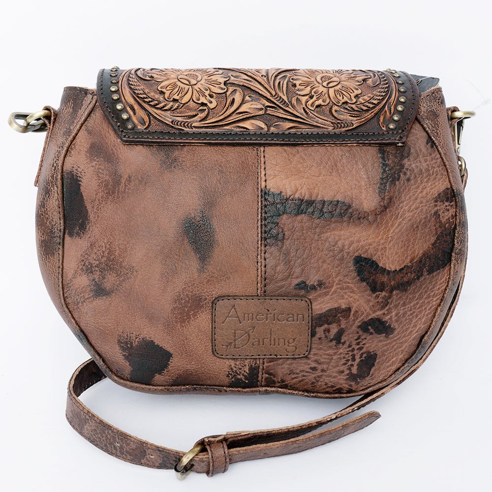 American Darling Hand Tooled Hair On Genuine Leather Women Bag Western Handbag Purse