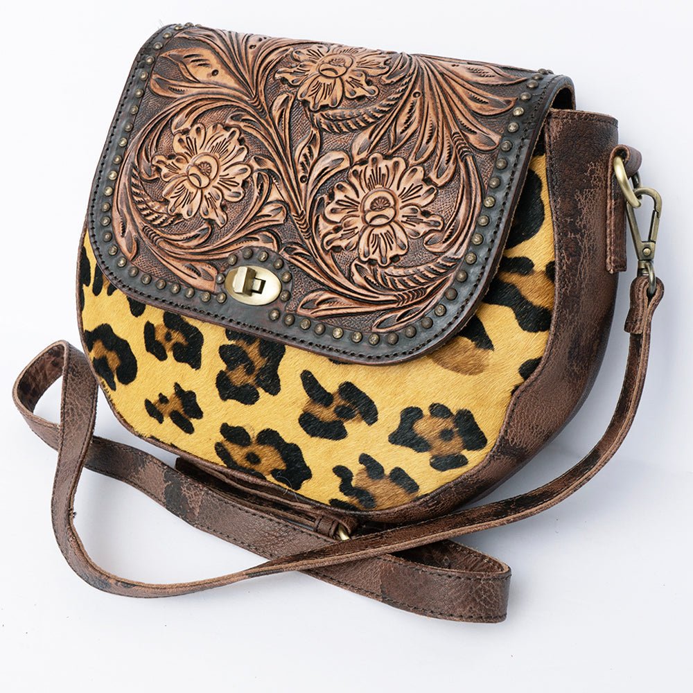 American Darling Hand Tooled Hair On Genuine Leather Women Bag Western Handbag Purse