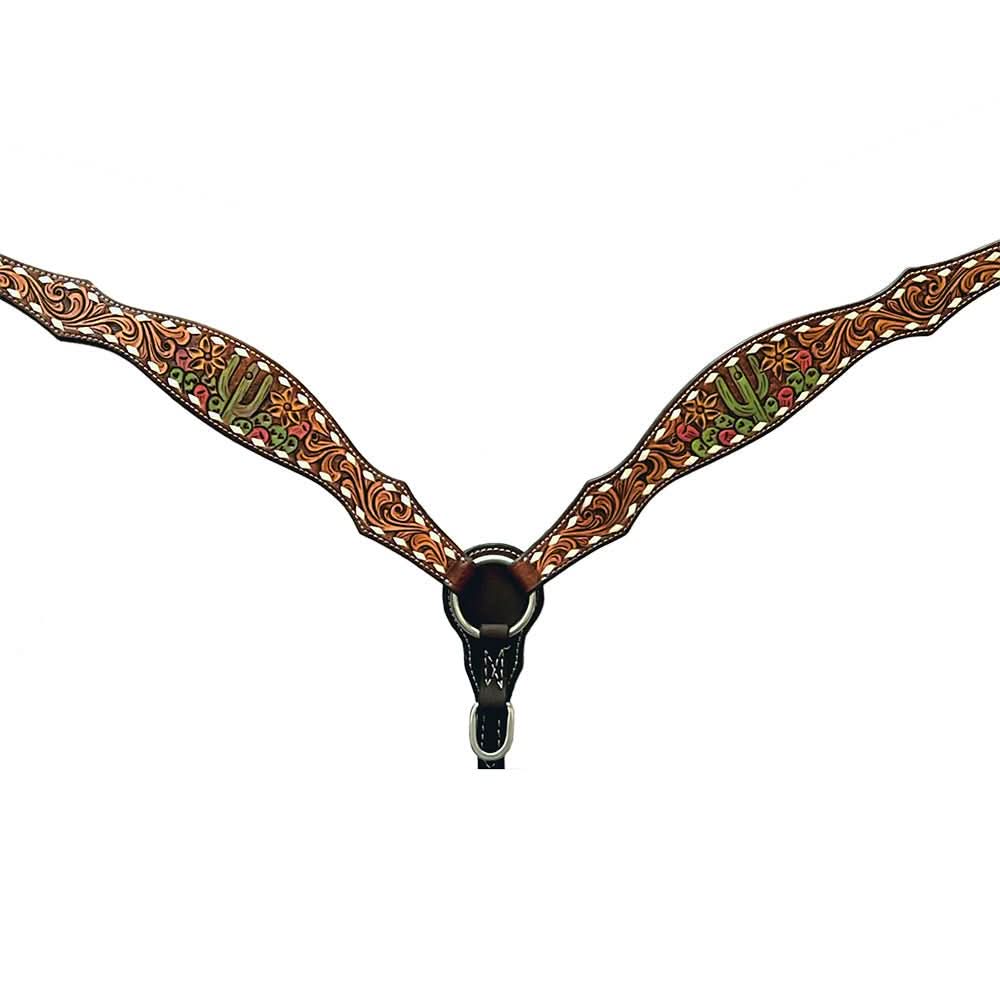 Bar H Equine Genuine Western American Leather Horse Premium Headstall & Breast Collar Set
