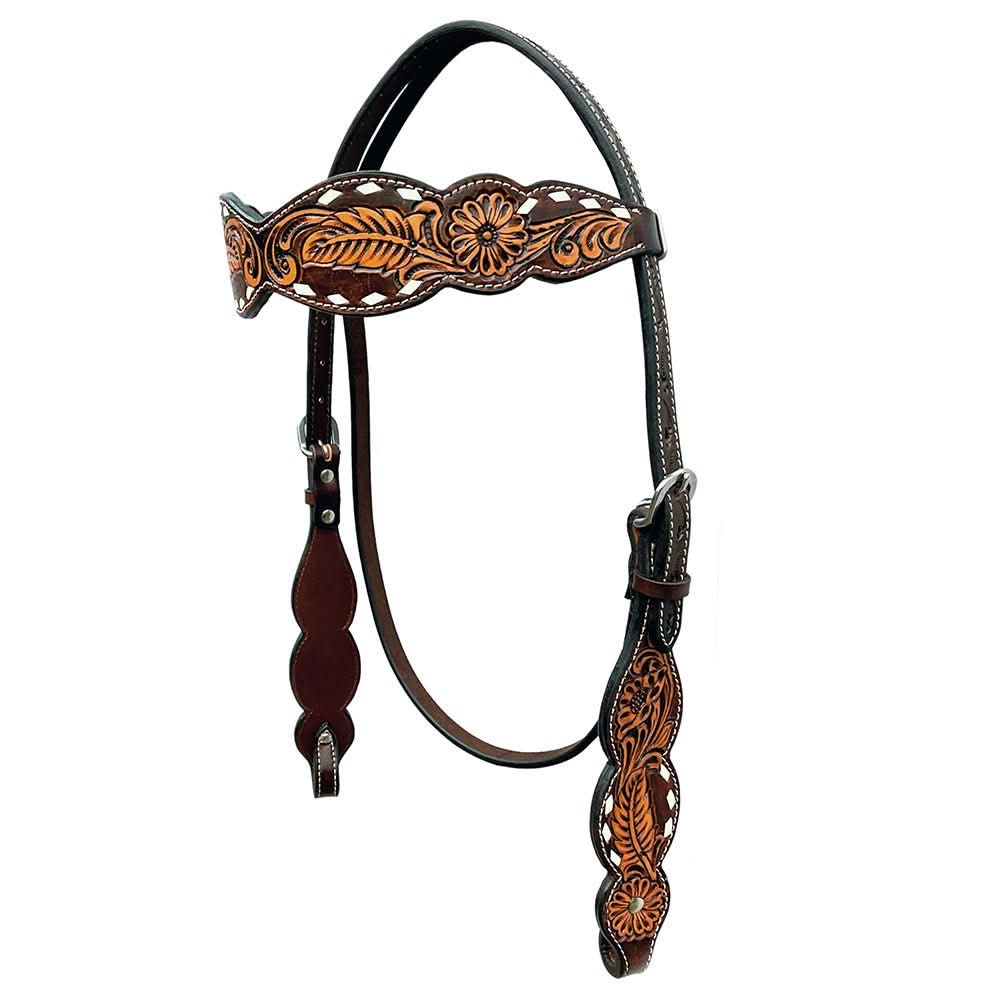 Bar H Equine Genuine Western American Leather Horse Premium Headstall & Breast Collar Set