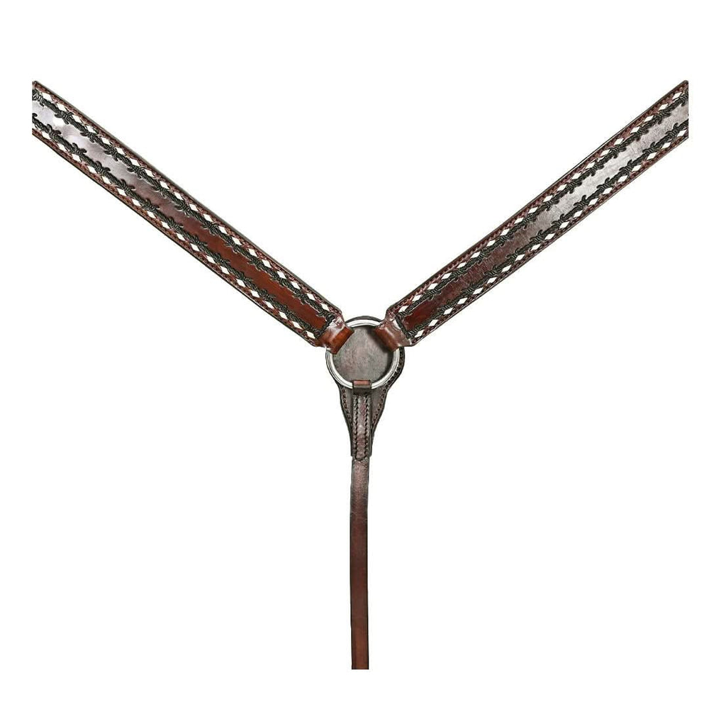 HILASON Western American Leather Horse Headstall & Breast Collar Tack Set Dark Brown With Buckstich