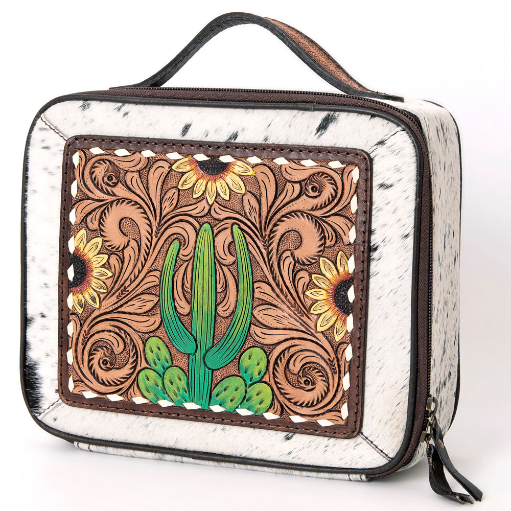 American Darling Jewelry Case Hand Tooled Hair-On Genuine Leather Women Bag Western Handbag Purse