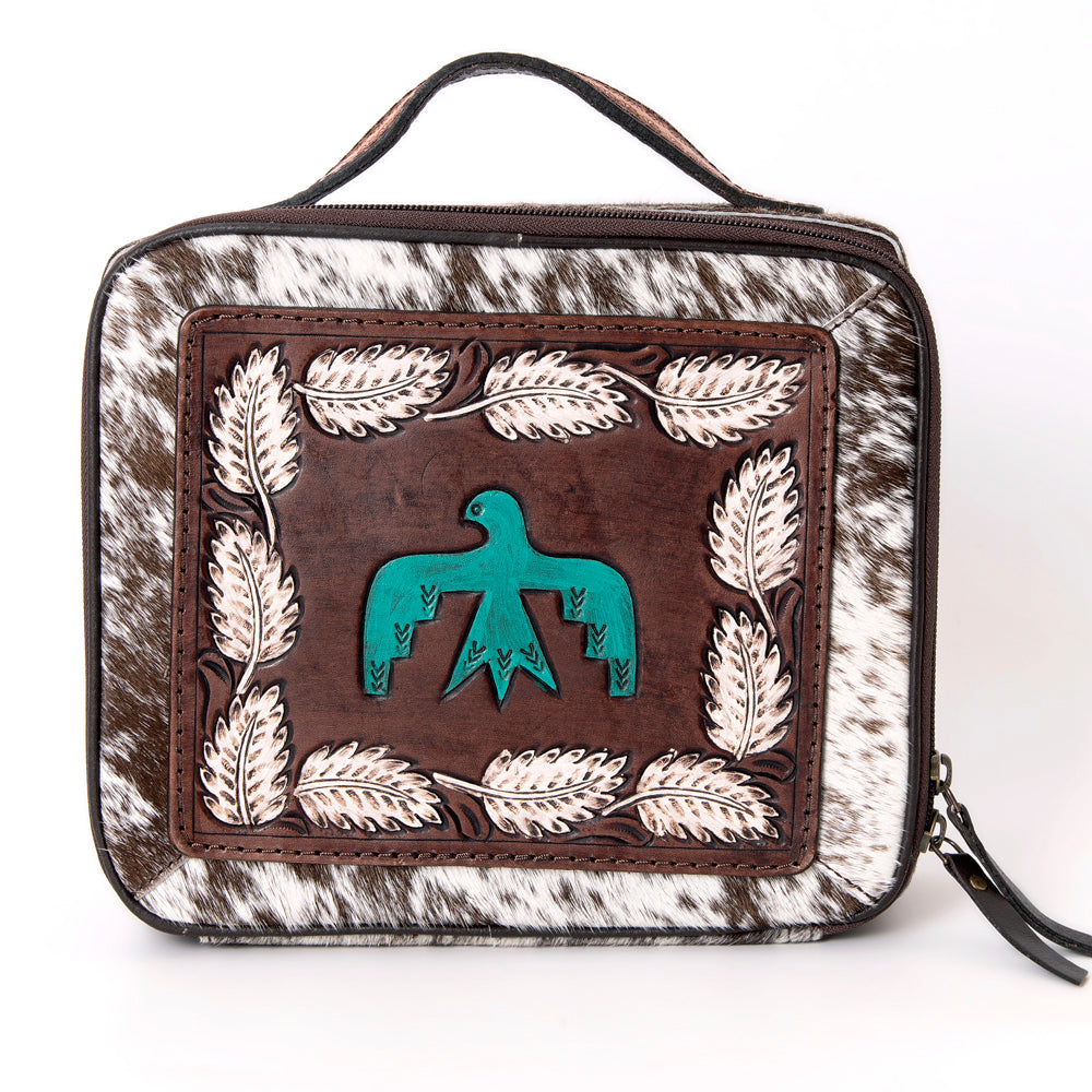 American Darling Jewelry Case Hand Tooled Hair-On Genuine Leather Women Bag Western Handbag Purse