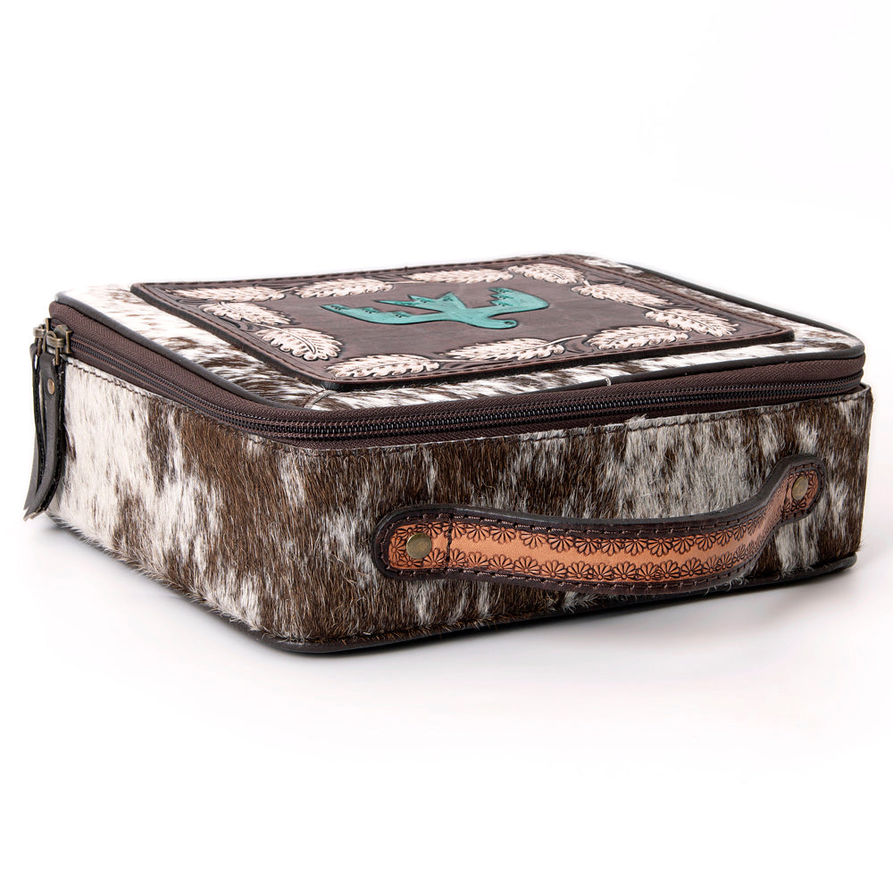 American Darling Jewelry Case Hand Tooled Hair-On Genuine Leather Women Bag Western Handbag Purse