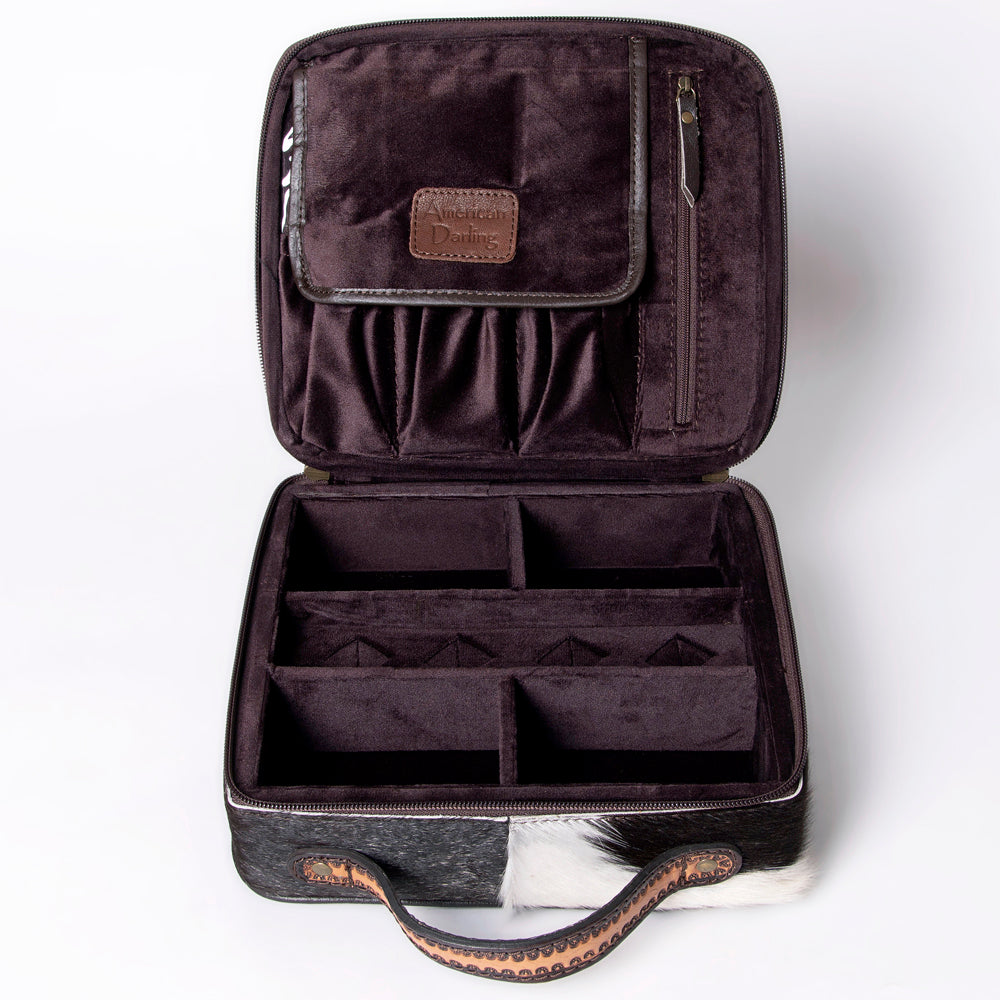 American Darling Jewelry Case Hand Tooled Hair-On Genuine Leather Women Bag Western Handbag Purse