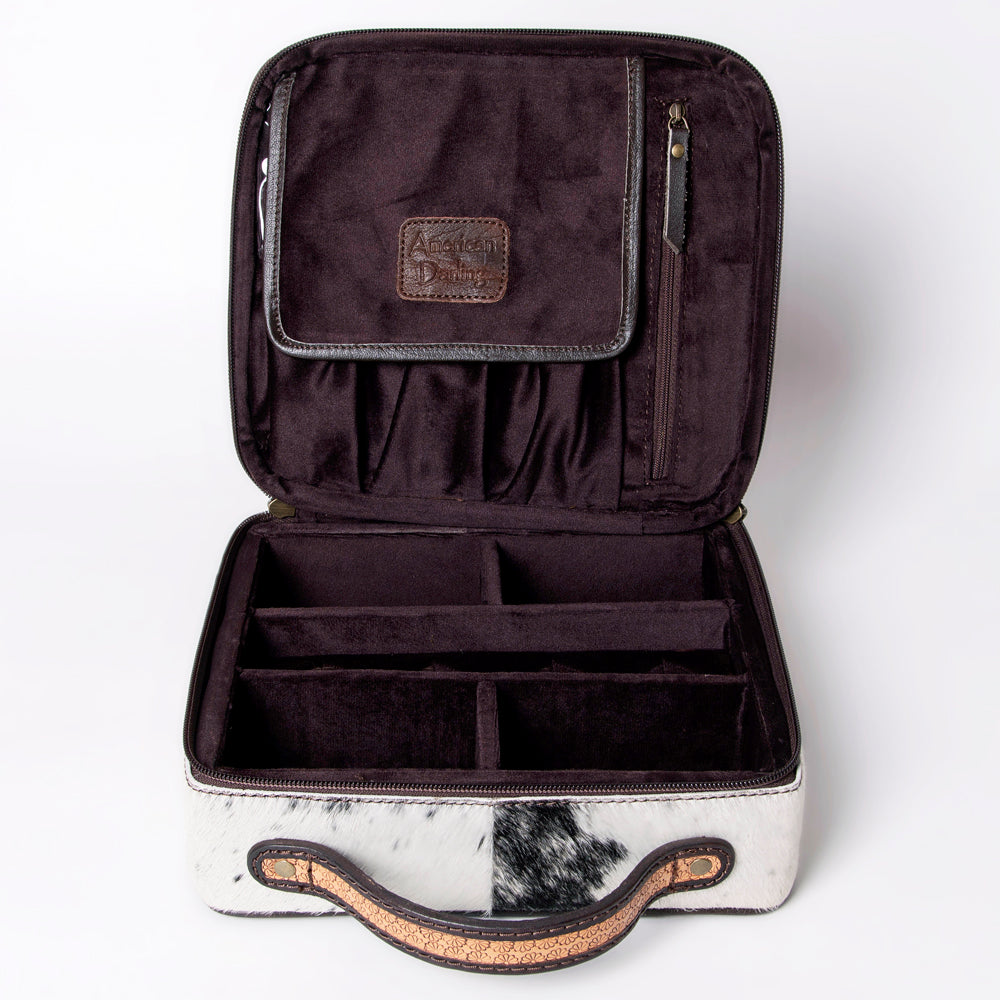 American Darling Jewelry Case Hand Tooled Hair-On Genuine Leather Women Bag Western Handbag Purse