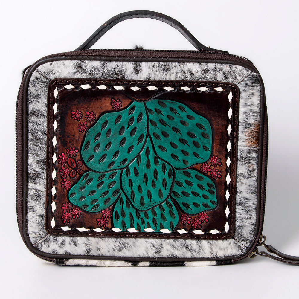 American Darling Jewelry Case Hand Tooled Hair-On Genuine Leather Women Bag Western Handbag Purse