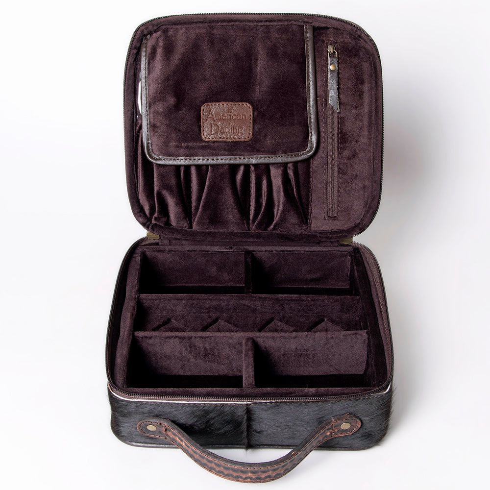 American Darling Jewelry Case Hand Tooled Hair-On Genuine Leather Women Bag Western Handbag Purse