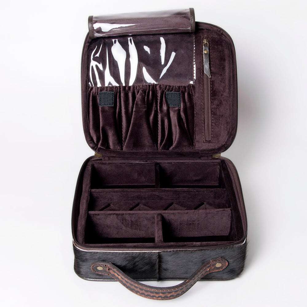 American Darling Jewelry Case Hand Tooled Hair-On Genuine Leather Women Bag Western Handbag Purse