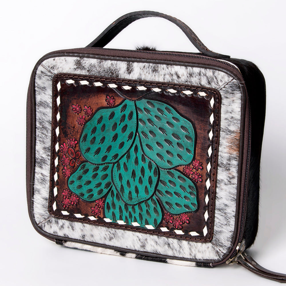 American Darling Jewelry Case Hand Tooled Hair-On Genuine Leather Women Bag Western Handbag Purse