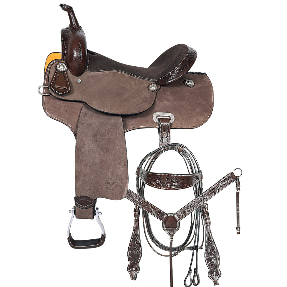 Comfytack Western Horse Barrel Racing Trail Saddle Tack Set Genuine Leather