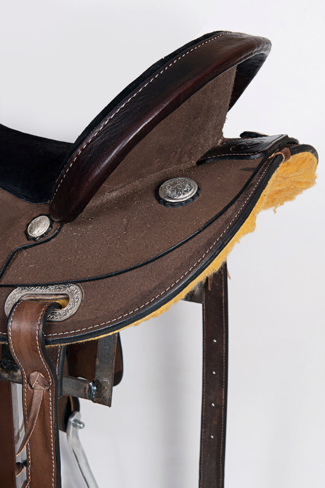 Comfytack Western Horse Barrel Racing Trail Pleasure  American Leather Saddle Tack Set With Reins Brown