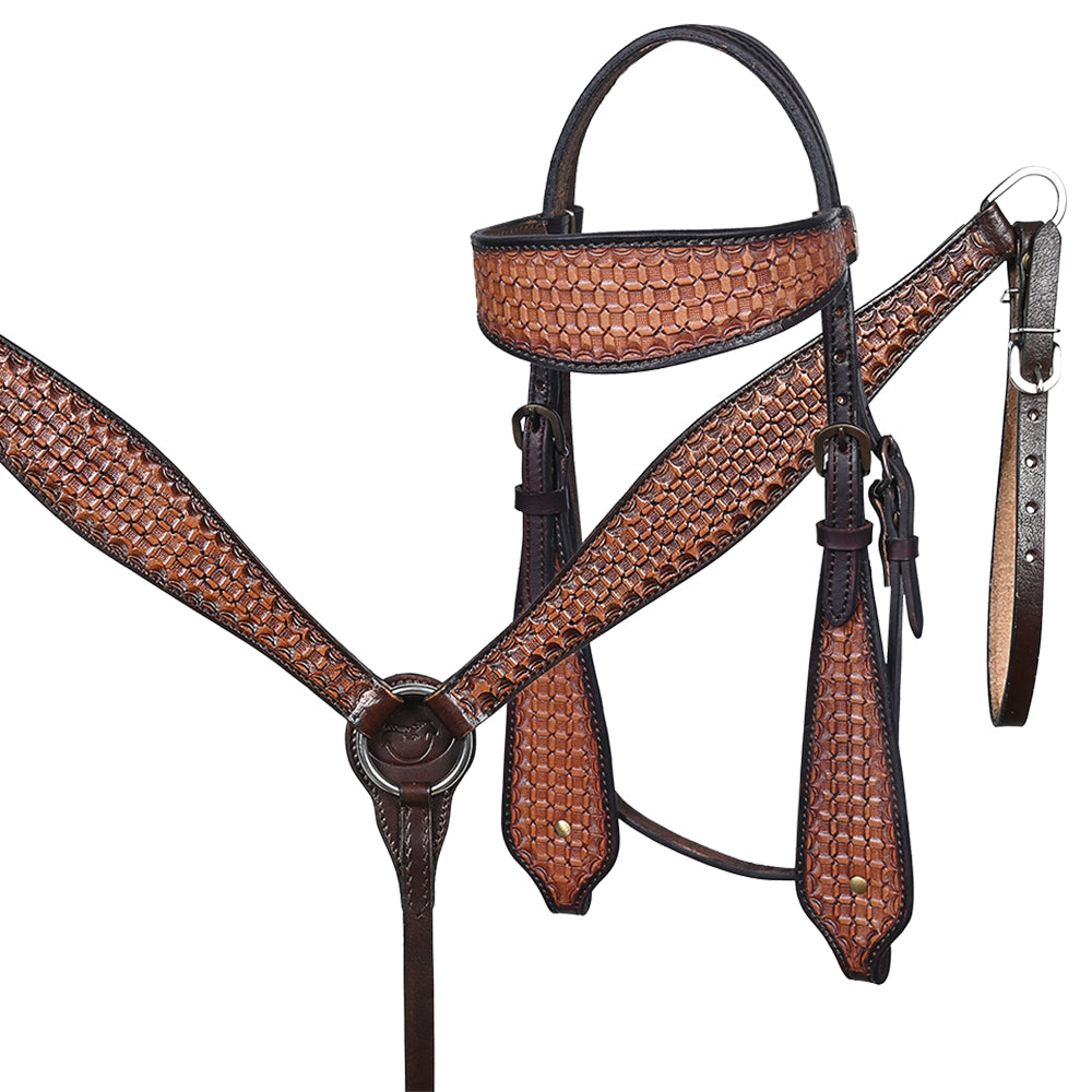 Comfytack Western Horse Barrel Racing Trail Pleasure American Leather Saddle Tack Set With Reins Dark Brown