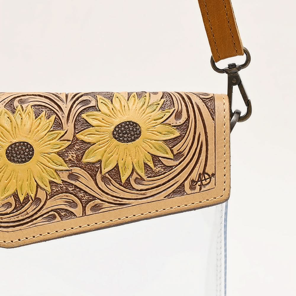 American Darling ADBGZ723 Clear Bag Hand Tooled Genuine Leather Women Bag Western Handbag Purse