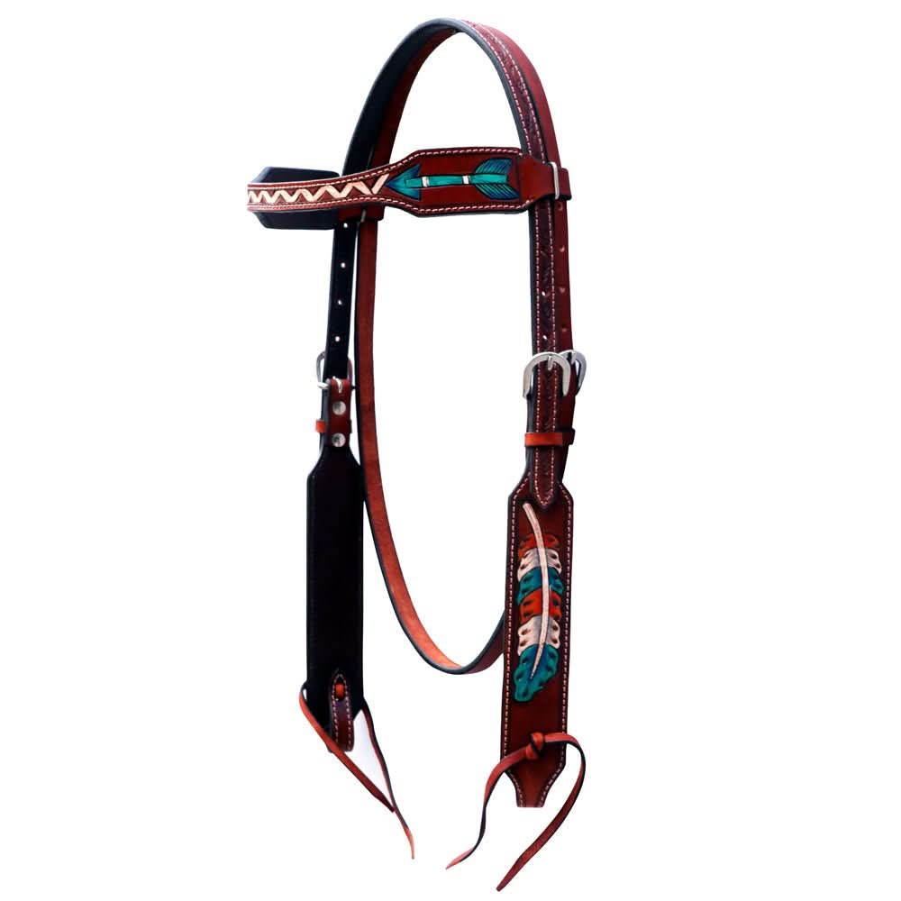 Bar H Equine Genuine Western American Leather Horse Premium Headstall & Breast Collar Set