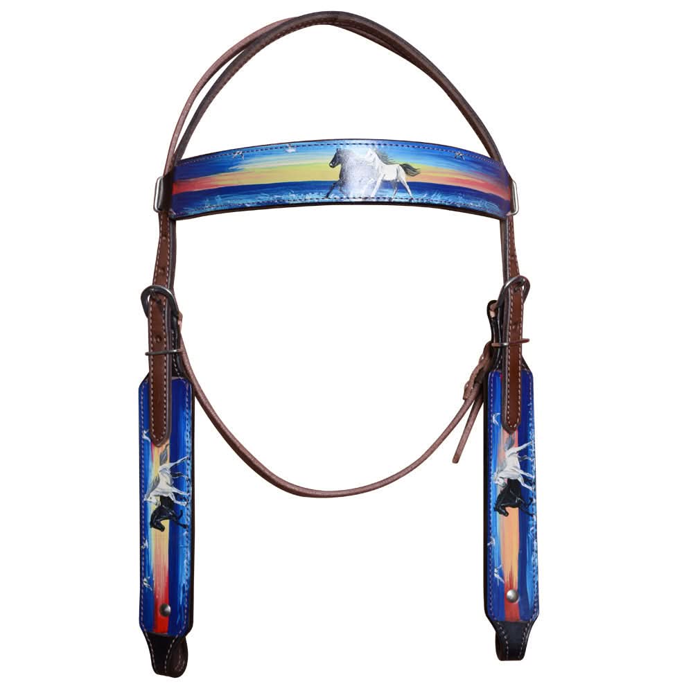 COMFYTACK Western Horse Headstall Breast Collar Tack Genuine American Leather