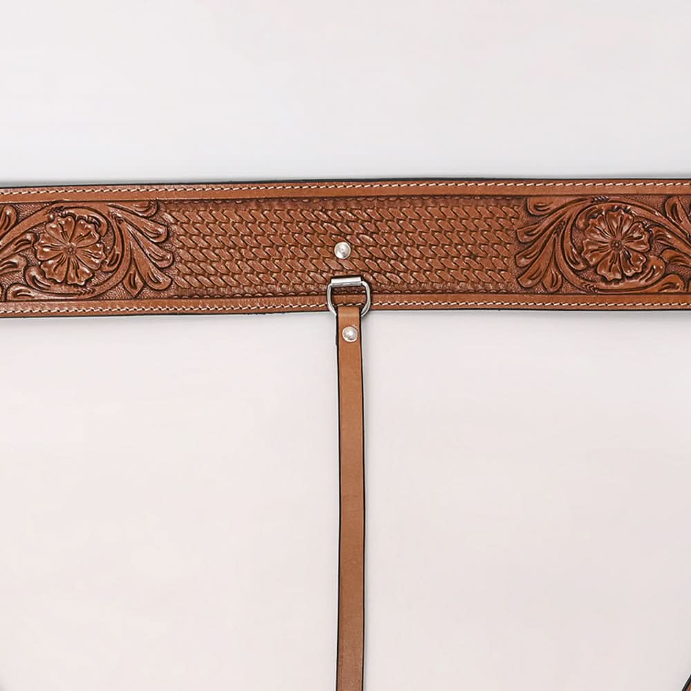 Comfytack Horse Western Leather Basketweave Tooled Floral Rear Flank Saddle Cinch Off Billets