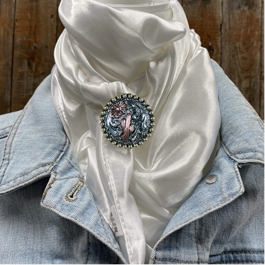 35X35" Solid White Wild Rag / Scarf WRS3 - Western Concho Wild Rag Slides - Assorted