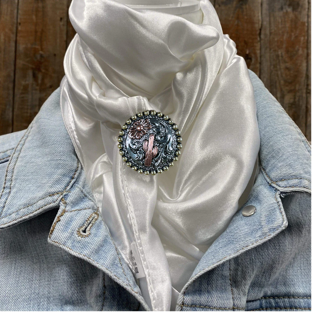 35X35" Solid White Wild Rag / Scarf WRS3 - Western Concho Wild Rag Slides - Assorted