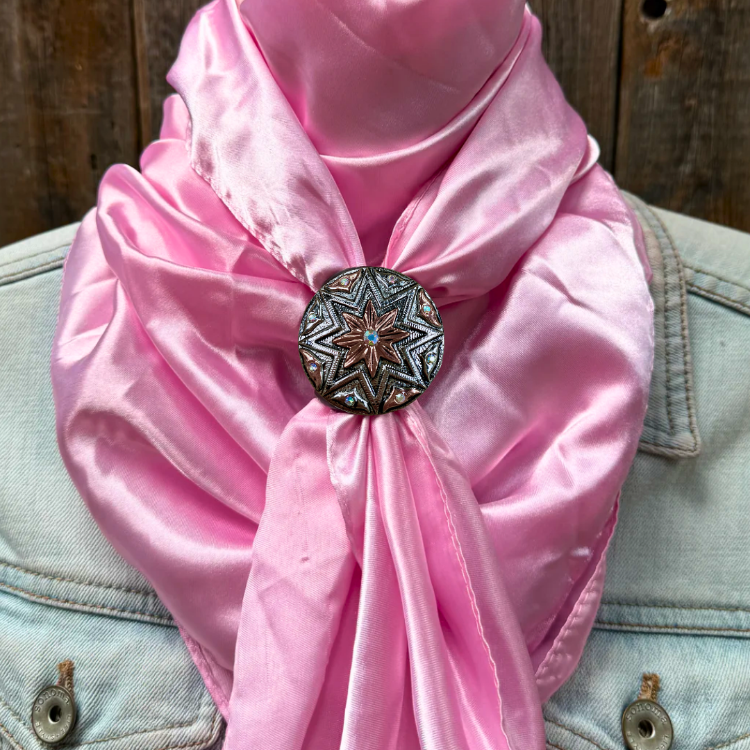 35X35" Solid Pink Wild Rag / Scarf WRS27 - Western Concho Wild Rag Slides - Assorted