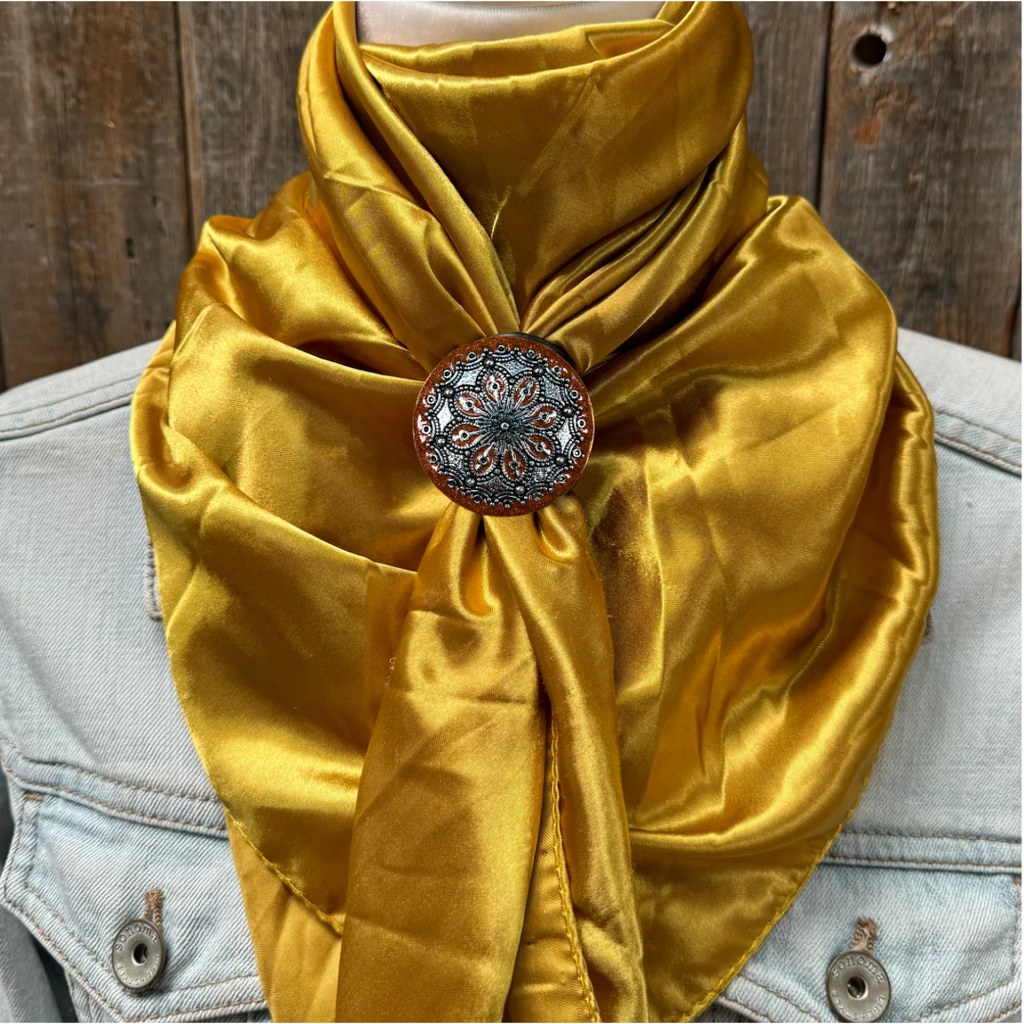 35X35" Solid Mustard Yellow Wild Rag / Scarf WRS19 - Western Concho Wild Rag Slides - Assorted