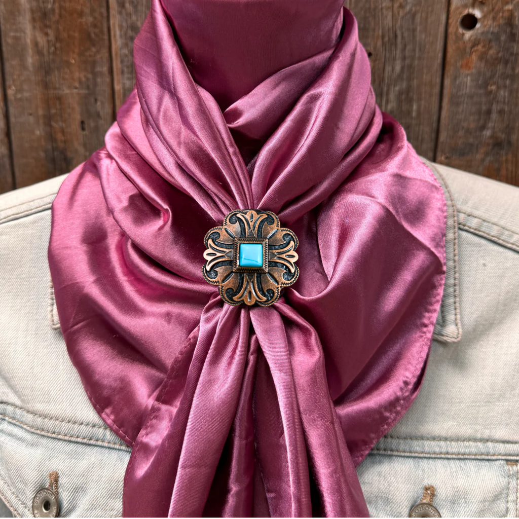 35X35" Solid Rose Wild Rag / Scarf WRS6 - Western Concho Wild Rag Slides - Assorted