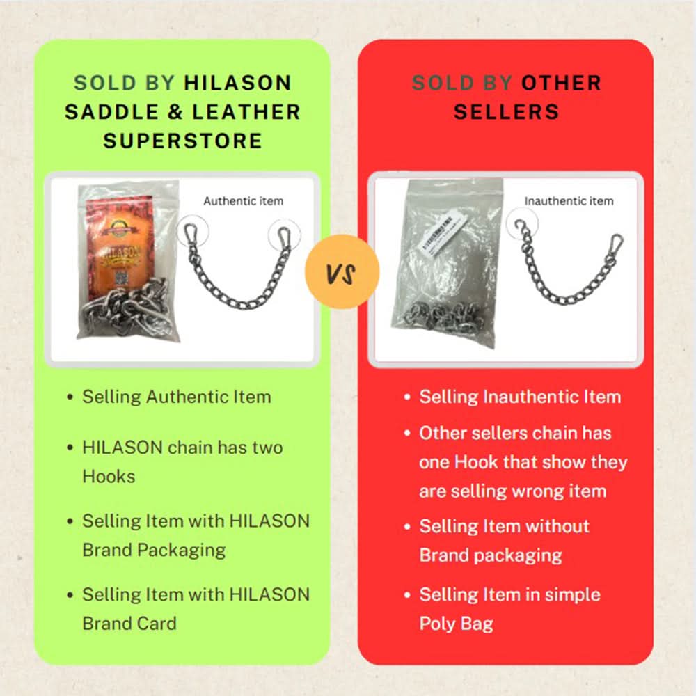 9-1/2" Hilason Western Easy Clip Curb Bit Chain Heavy Duty Chrome Steel W/ Snap