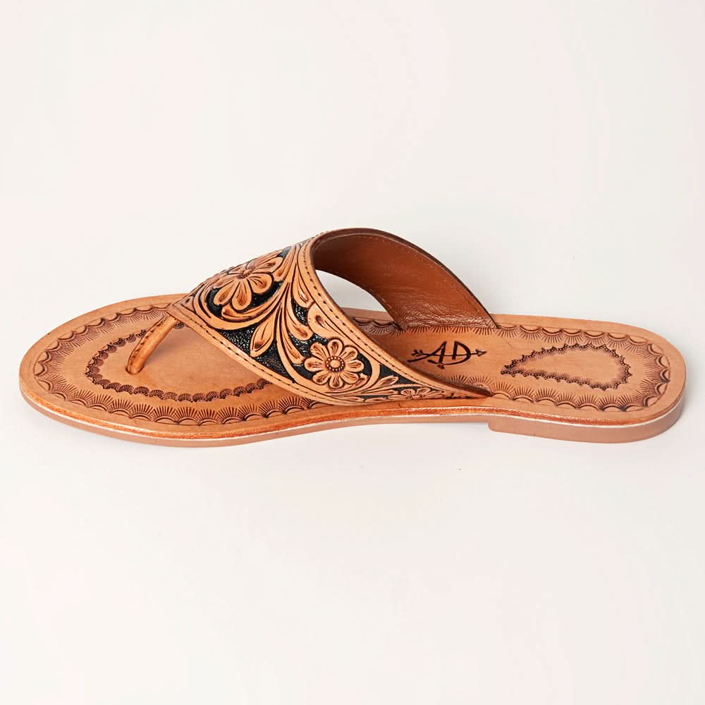 American Darling ADFTE104A Hand tooled carved genuine leather sandal footwear flip flop