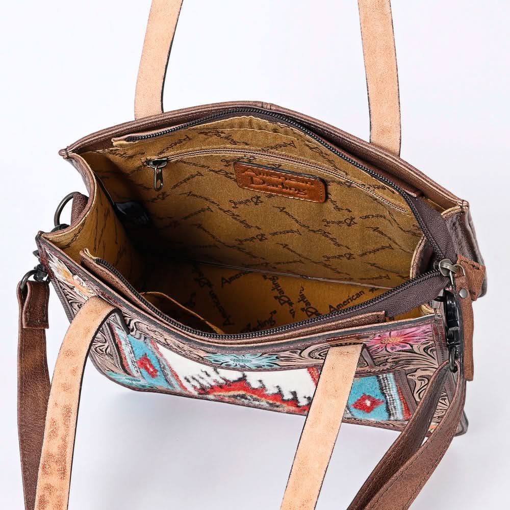 ADBG1149 American Darling Tote Hand Tooled Saddle Blanket Genuine Leather women bag western handbag purse