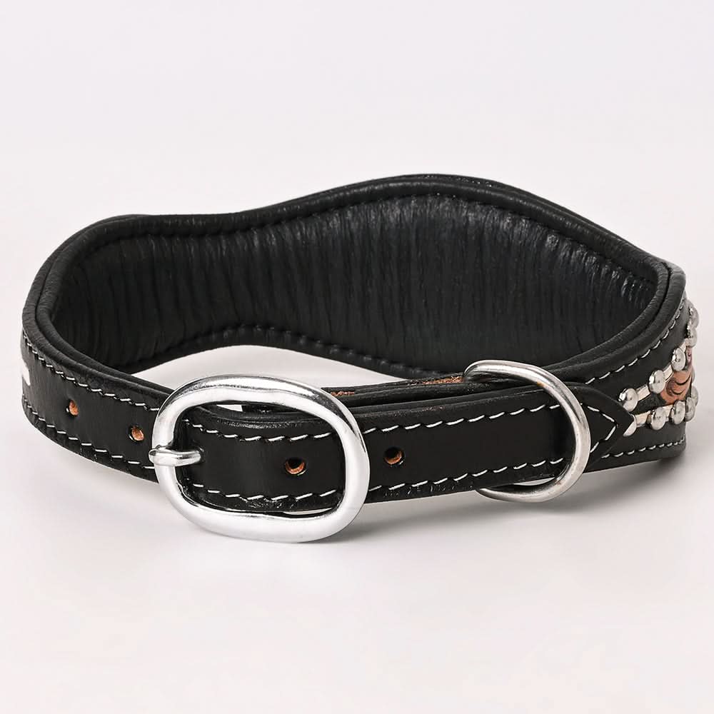 HIlason Genuine Leather Dog Collar Hand Tooled