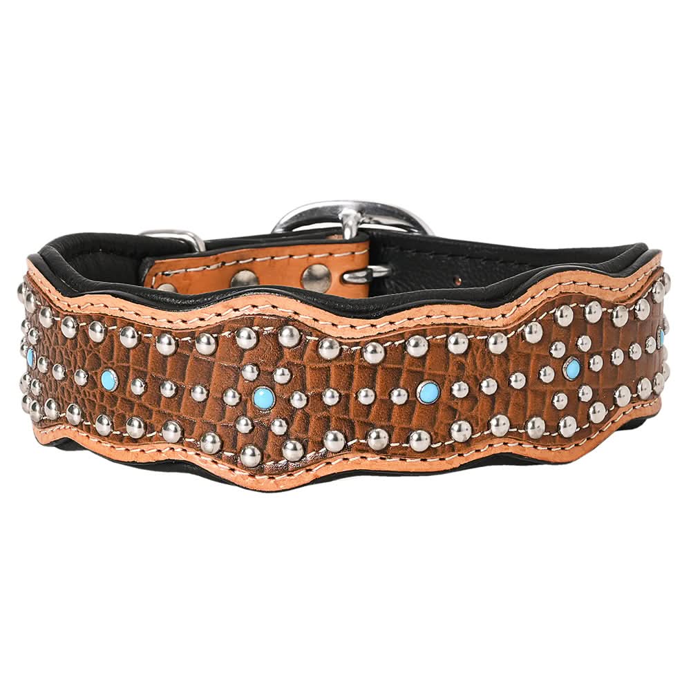 HIlason Genuine Leather Dog Collar Hand Tooled