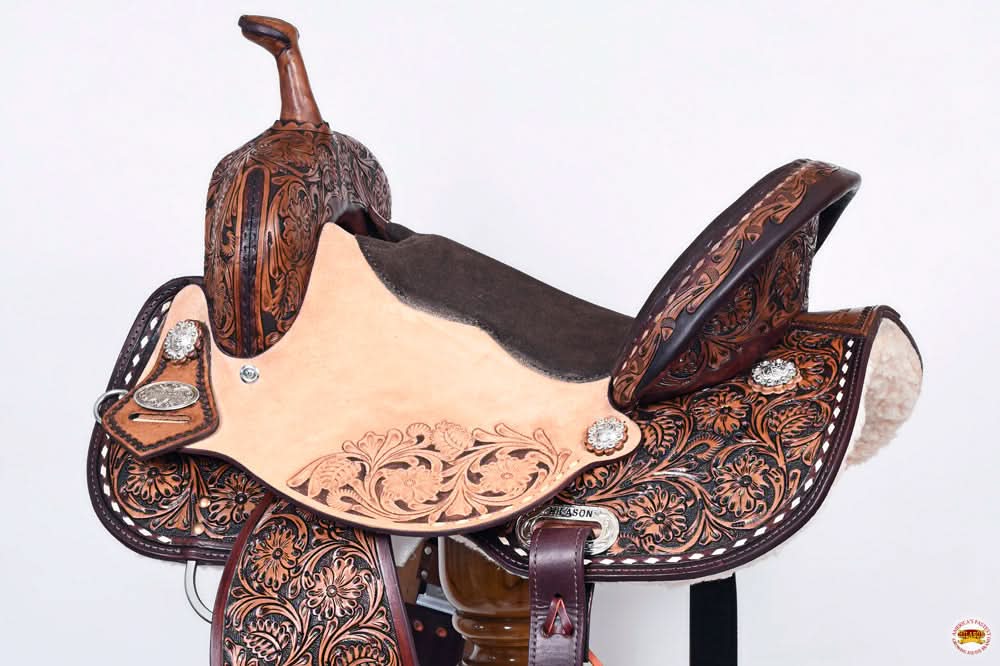 Hilason Western Horse Flex Tree Barrel Trail In American Leather Saddle Brown