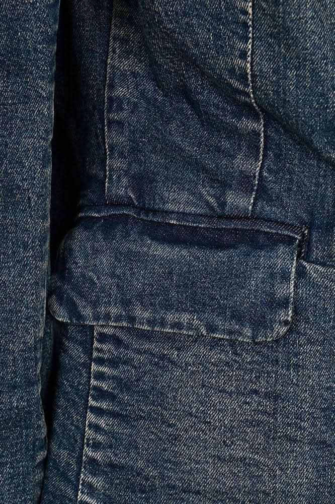 ADBZ044 Genuine leather Hand tooled hand carved Women 100% cotton Denim Blazer dress jacket ladies Girl