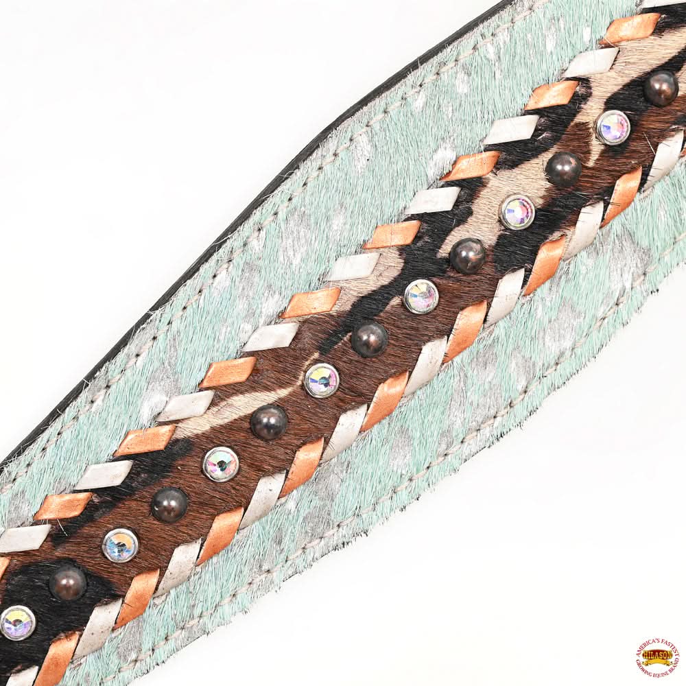 HILASON Western Horse Headstall Breast Collar Hairon Leather Tan