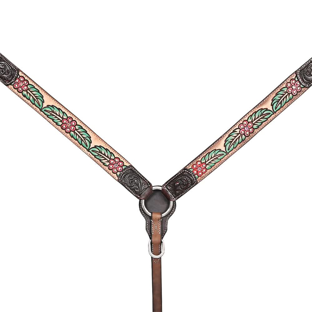 HILASON Western Horse Headstall Breast Collar Leather Brown