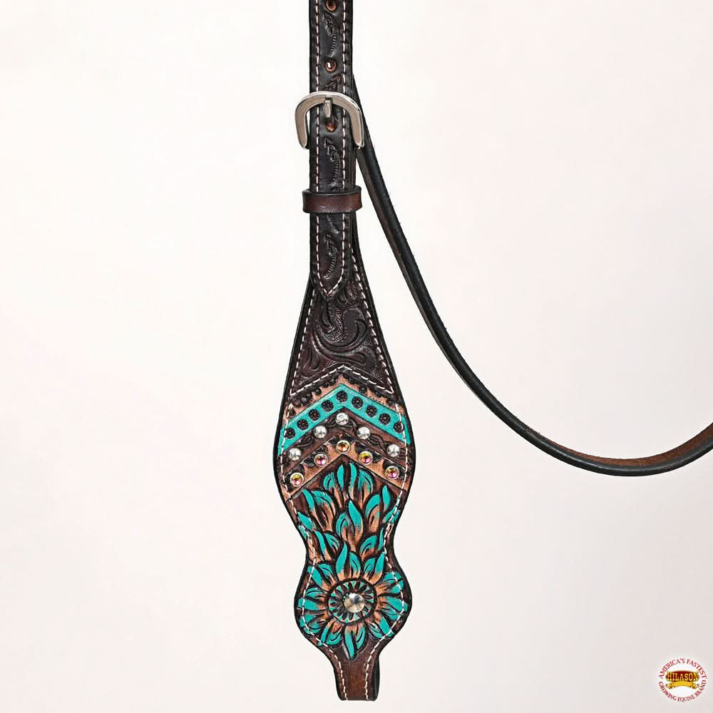 HILASON Western Horse Headstall Breast Collar Leather Brown