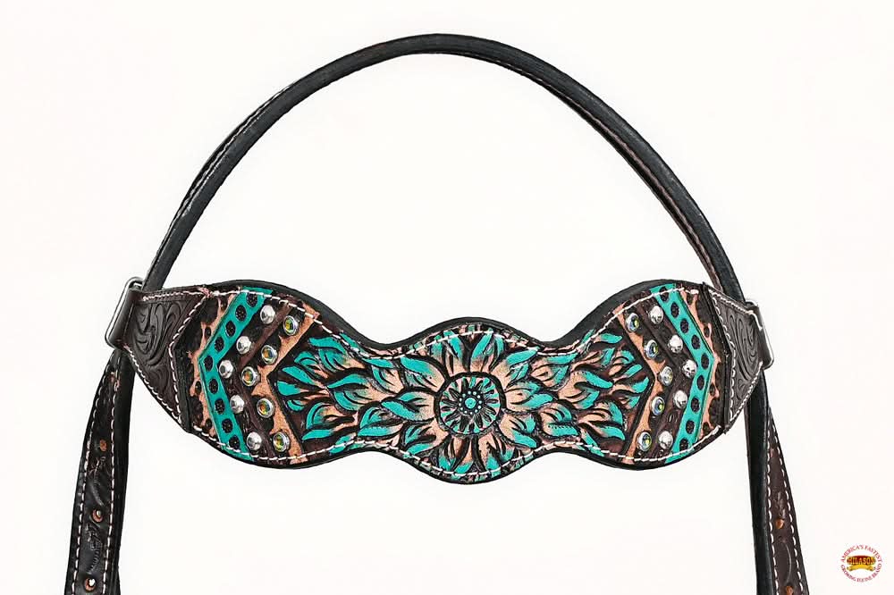 HILASON Western Horse Headstall Breast Collar Leather Brown