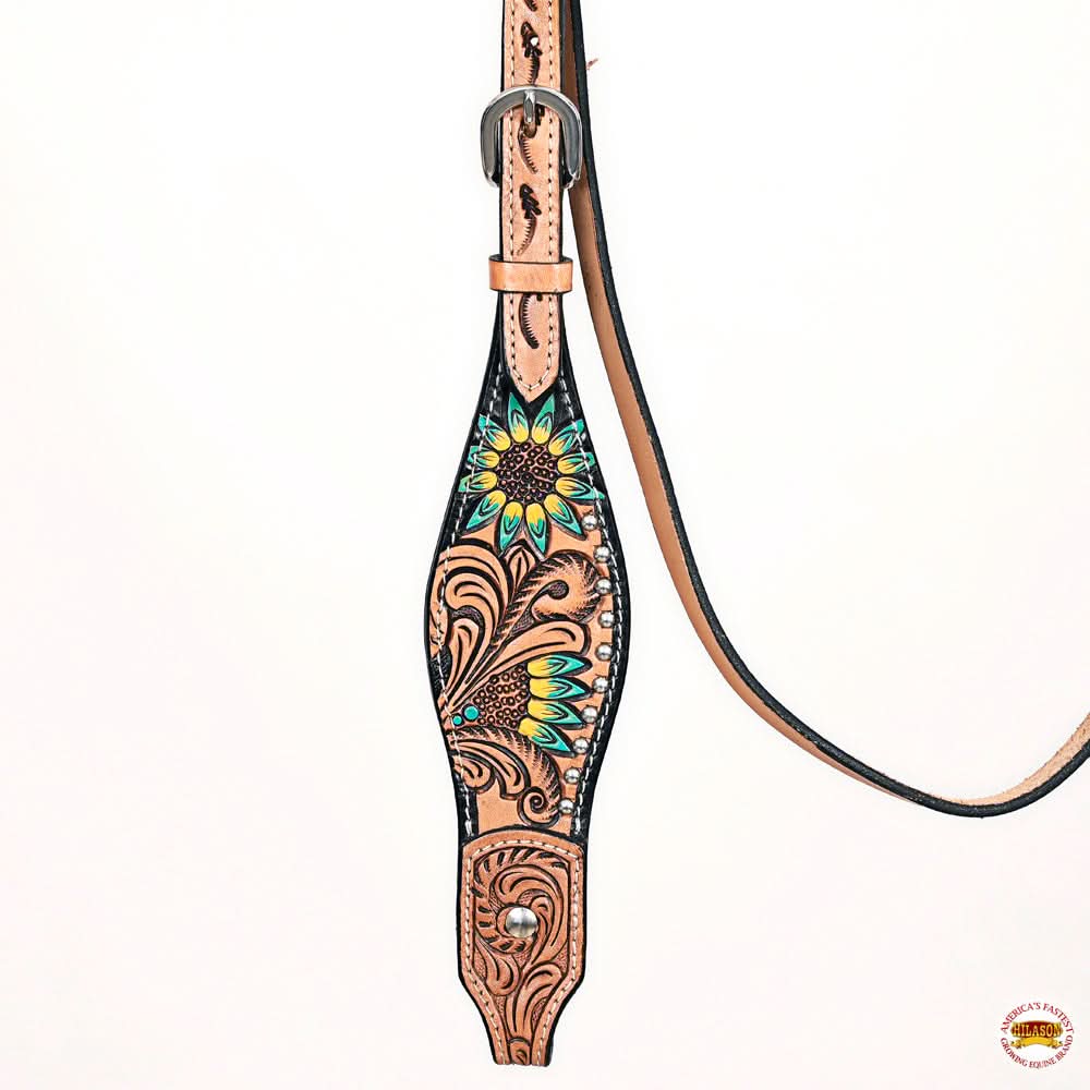 HILASON Western Horse Headstall Breast Collar Leather Tan