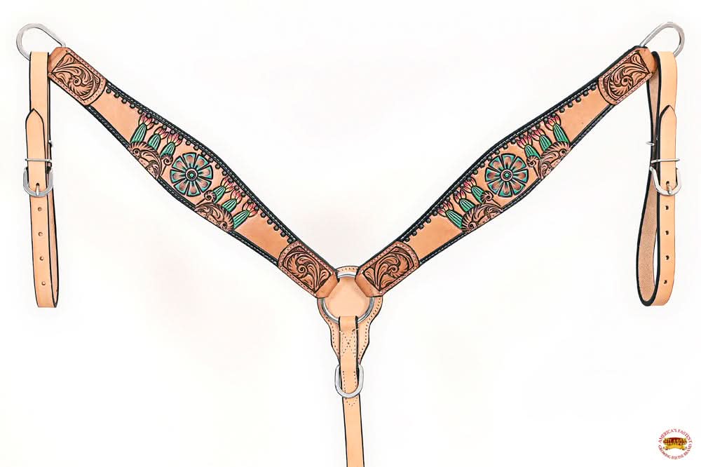 HILASON Western Horse Headstall Breast Collar Leather Tan