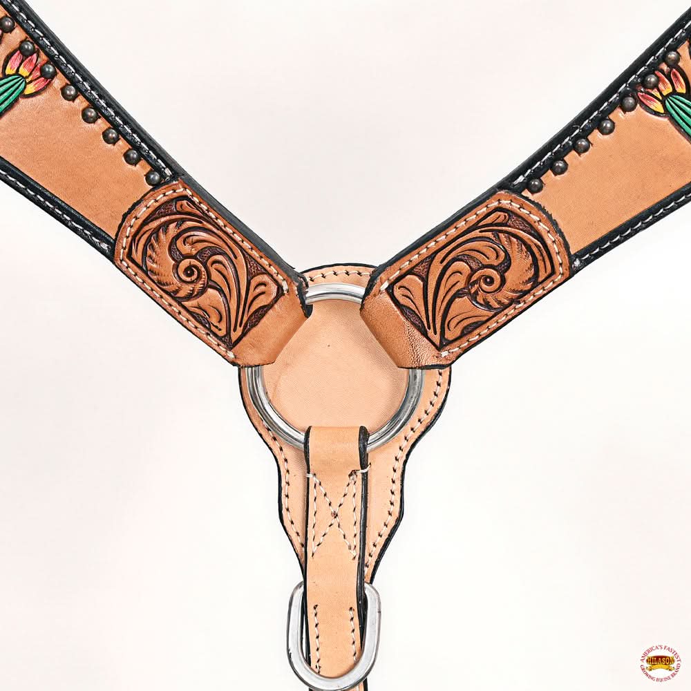 HILASON Western Horse Headstall Breast Collar Leather Tan