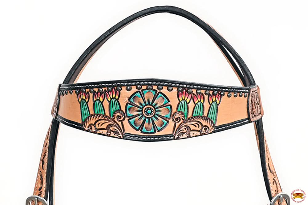 HILASON Western Horse Headstall Breast Collar Leather Tan