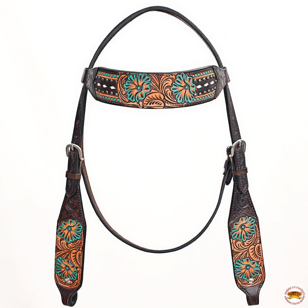 HILASON Western Horse Headstall Breast Collar Leather Brown