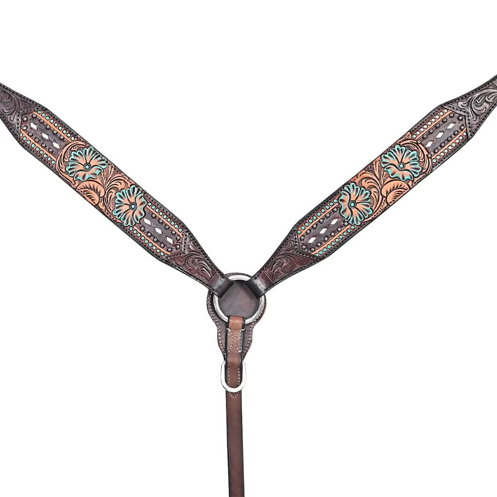 HILASON Western Horse Headstall Breast Collar Leather Brown