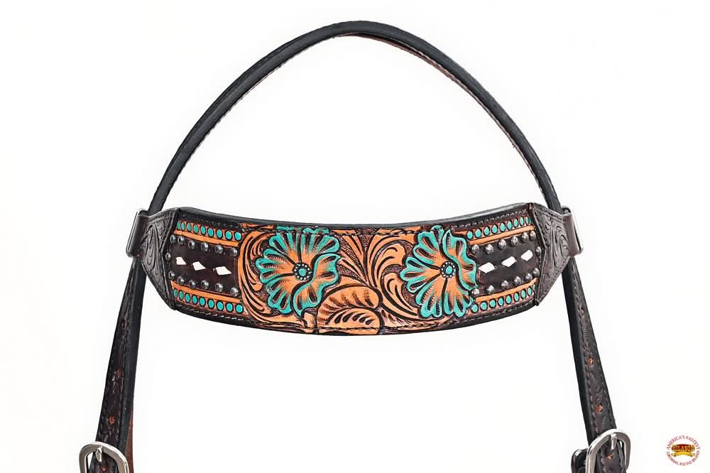 HILASON Western Horse Headstall Breast Collar Leather Brown