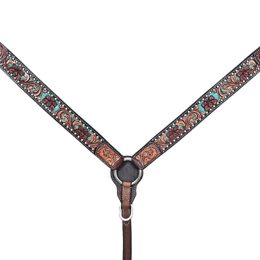 HILASON Western Horse Headstall Breast Collar Leather Brown