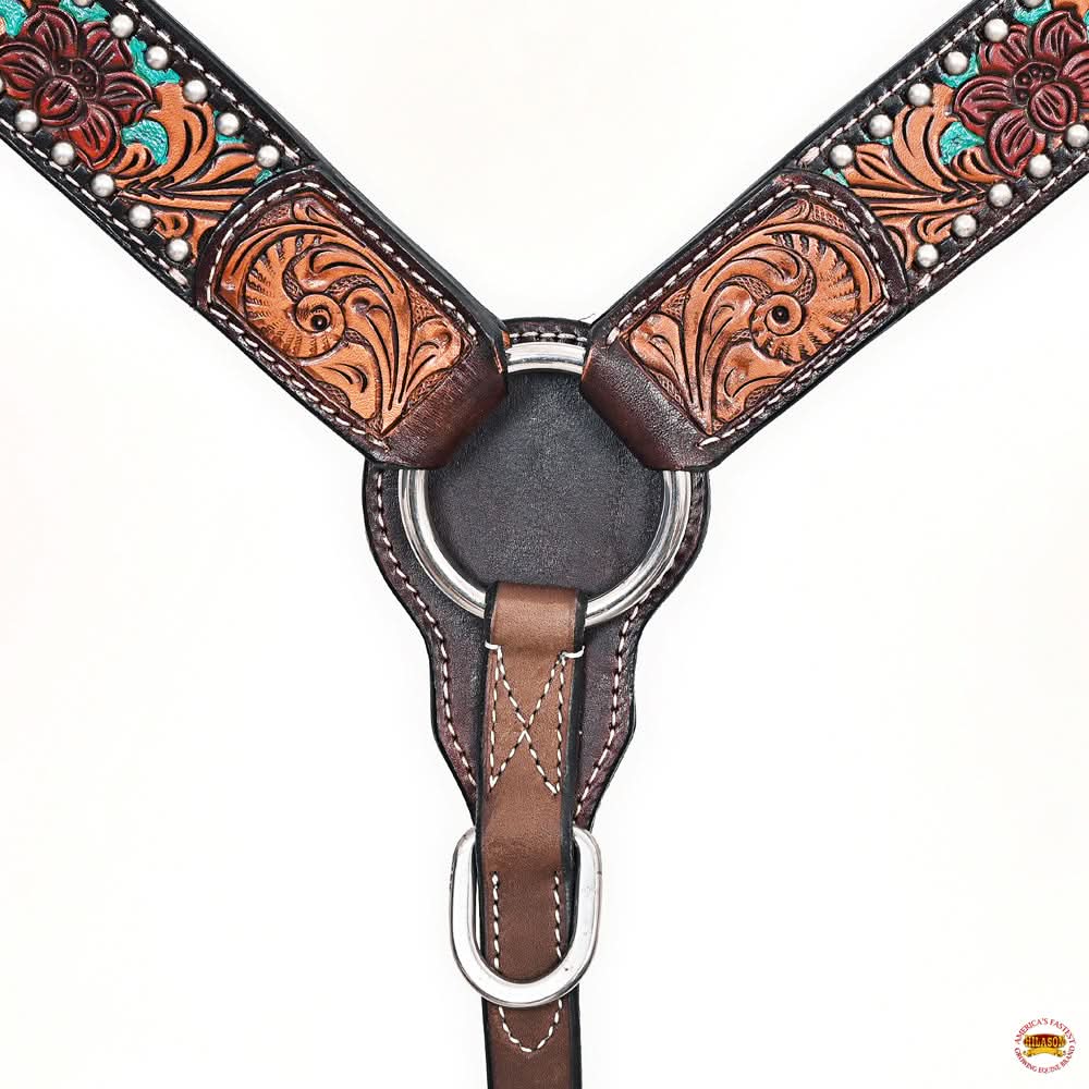 HILASON Western Horse Headstall Breast Collar Leather Brown