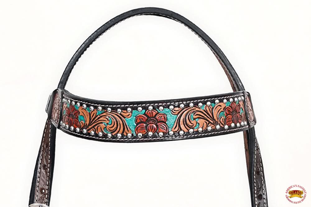 HILASON Western Horse Headstall Breast Collar Leather Brown