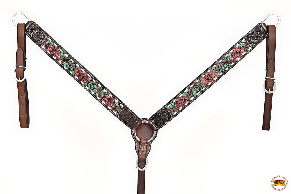 HILASON Western Horse Headstall Breast Collar Leather Brown