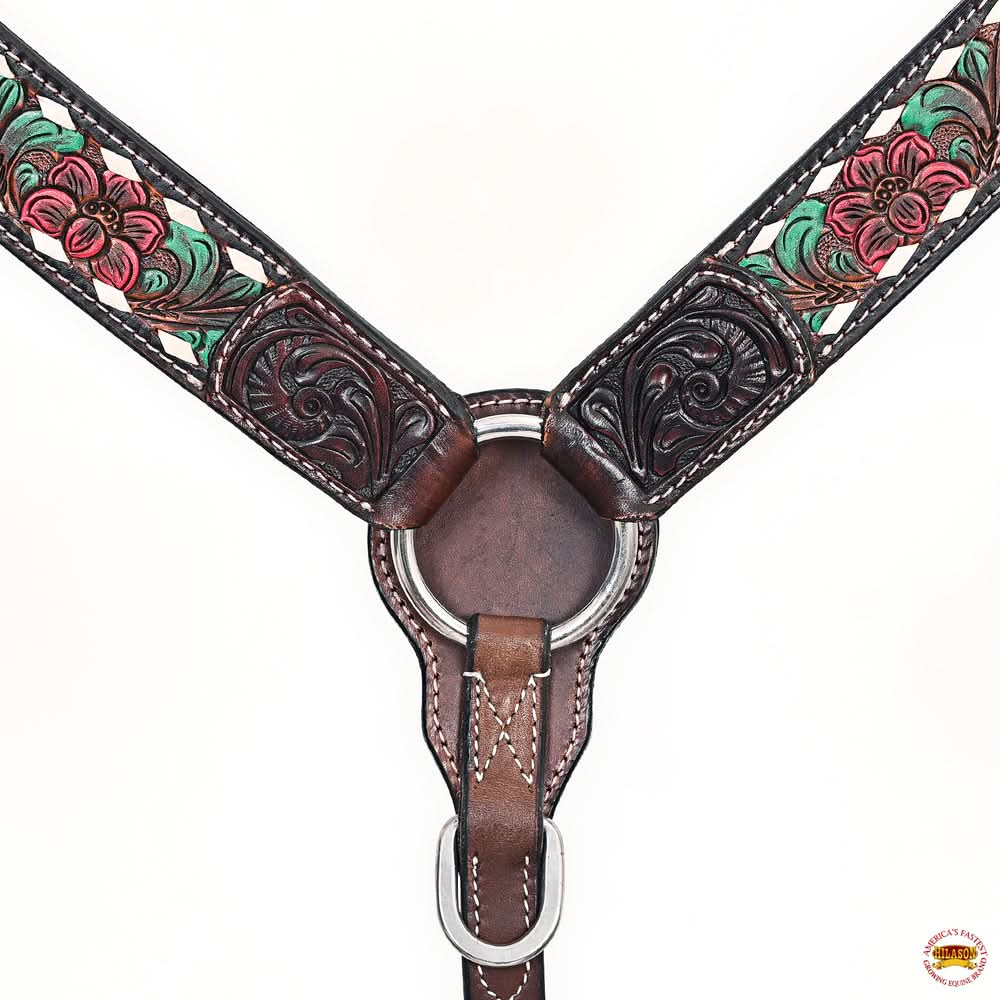 HILASON Western Horse Headstall Breast Collar Leather Brown