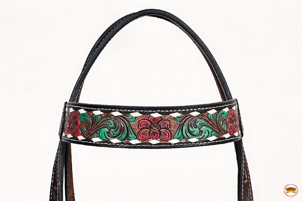 HILASON Western Horse Headstall Breast Collar Leather Brown